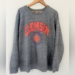 Clemson Tigers Sweatshirt Womens Large Gray Pressbox Thumb Holes NCAA